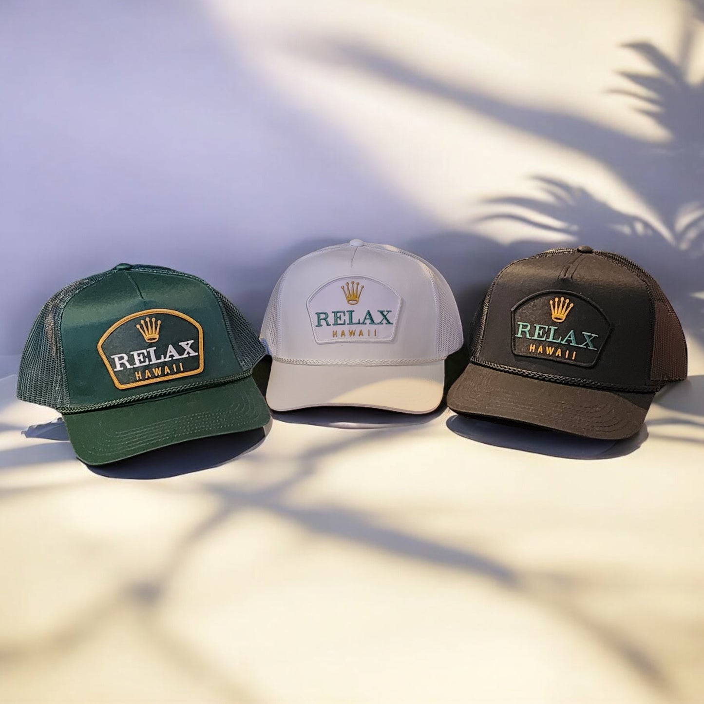 Relax Hawaii Patched Braid Trucker Hats-5