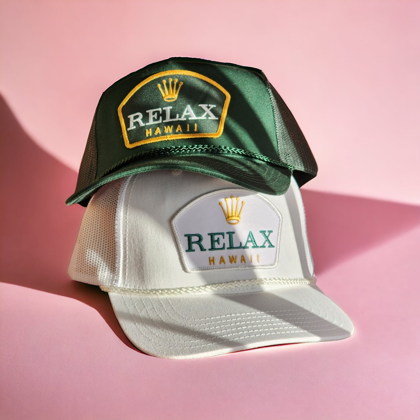 Relax Hawaii Patched Braid Trucker Hats-4