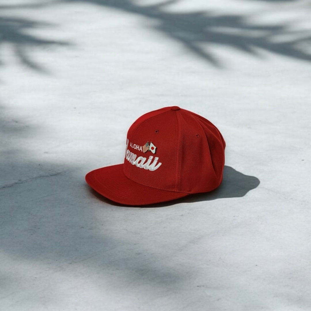 Hawaii Old Skool Script Flat Bill Snap Backs(3 Colors)