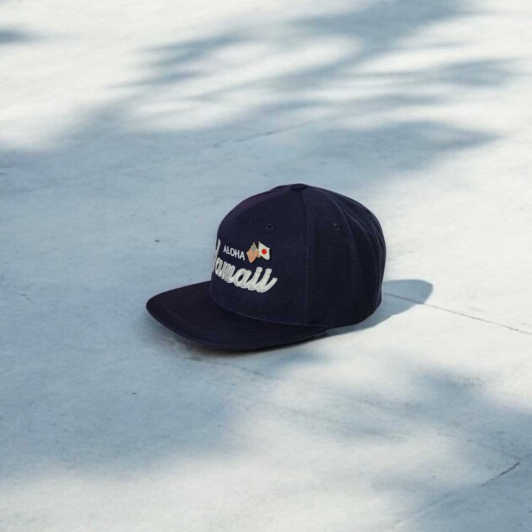 Hawaii Old Skool Script Flat Bill Snap Backs(3 Colors)