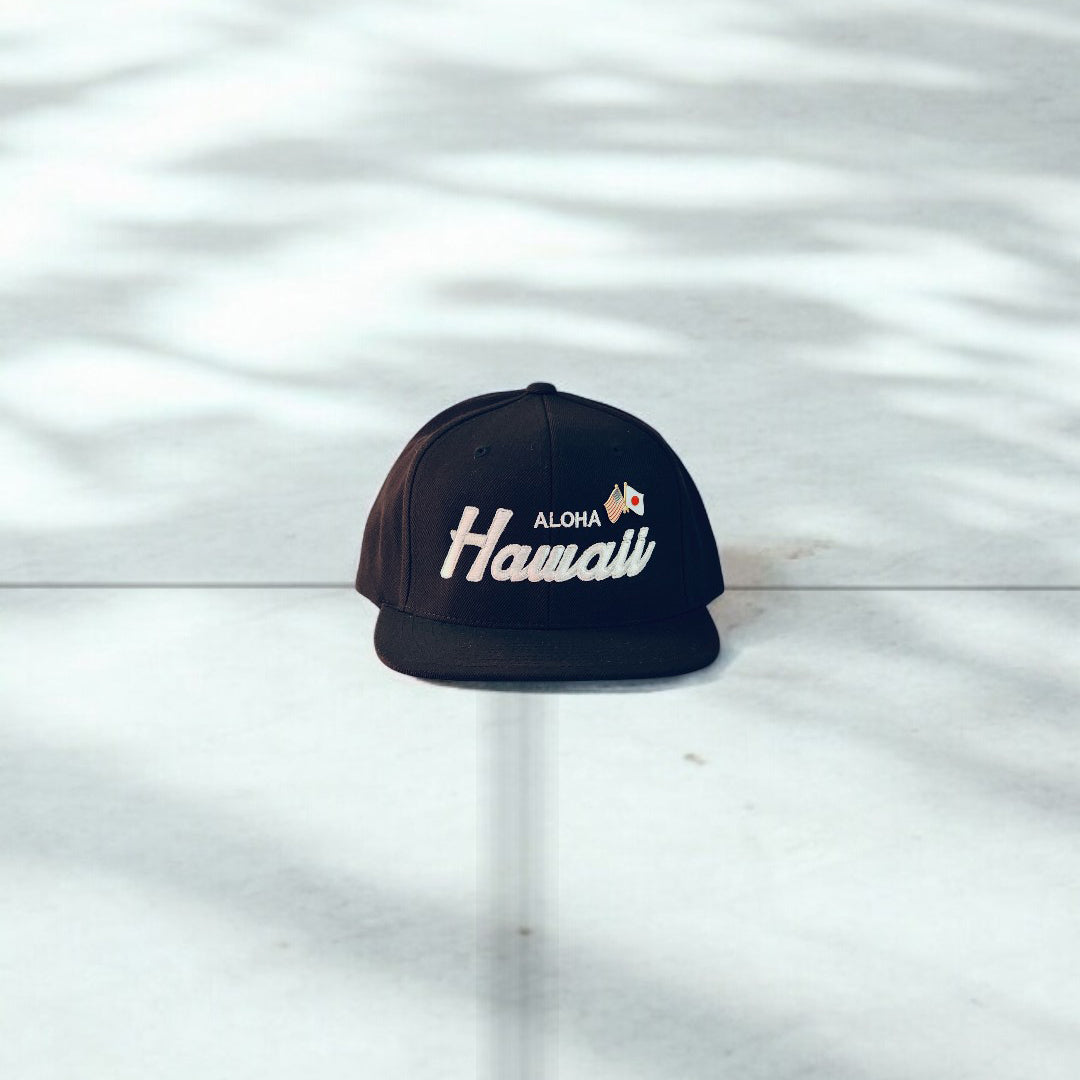 Hawaii Old Skool Script Flat Bill Snap Backs(3 Colors)