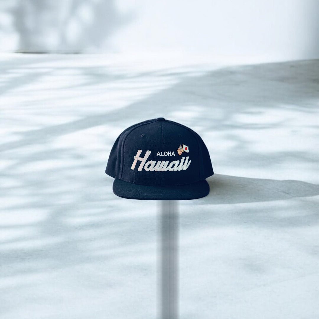 Hawaii Old Skool Script Flat Bill Snap Backs(3 Colors)