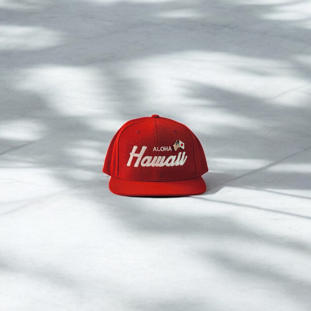 Hawaii Old Skool Script Flat Bill Snap Backs(3 Colors)