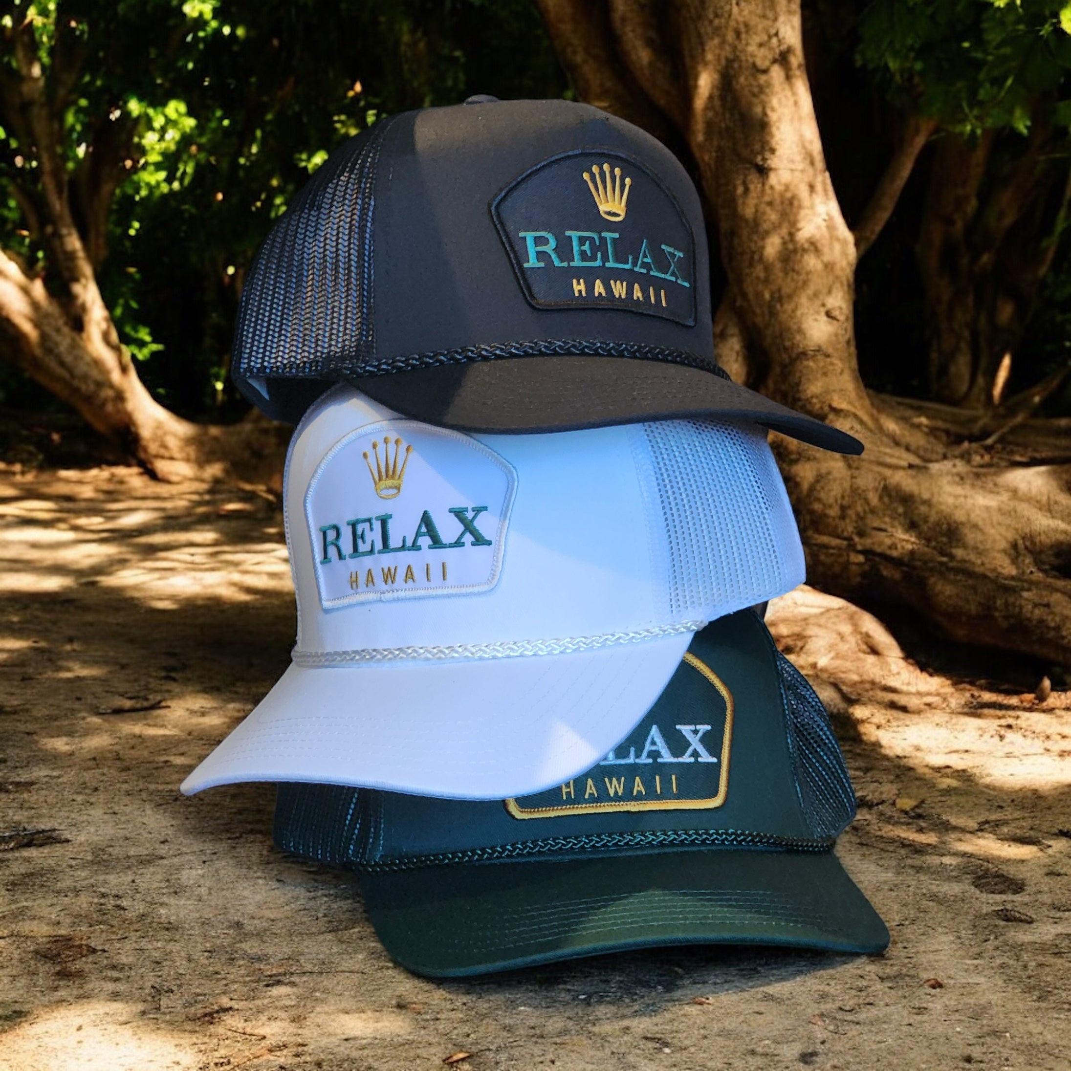 Best Relax Hawaii Patched Braid Trucker Cap 3 Colors Sunny Side Studio