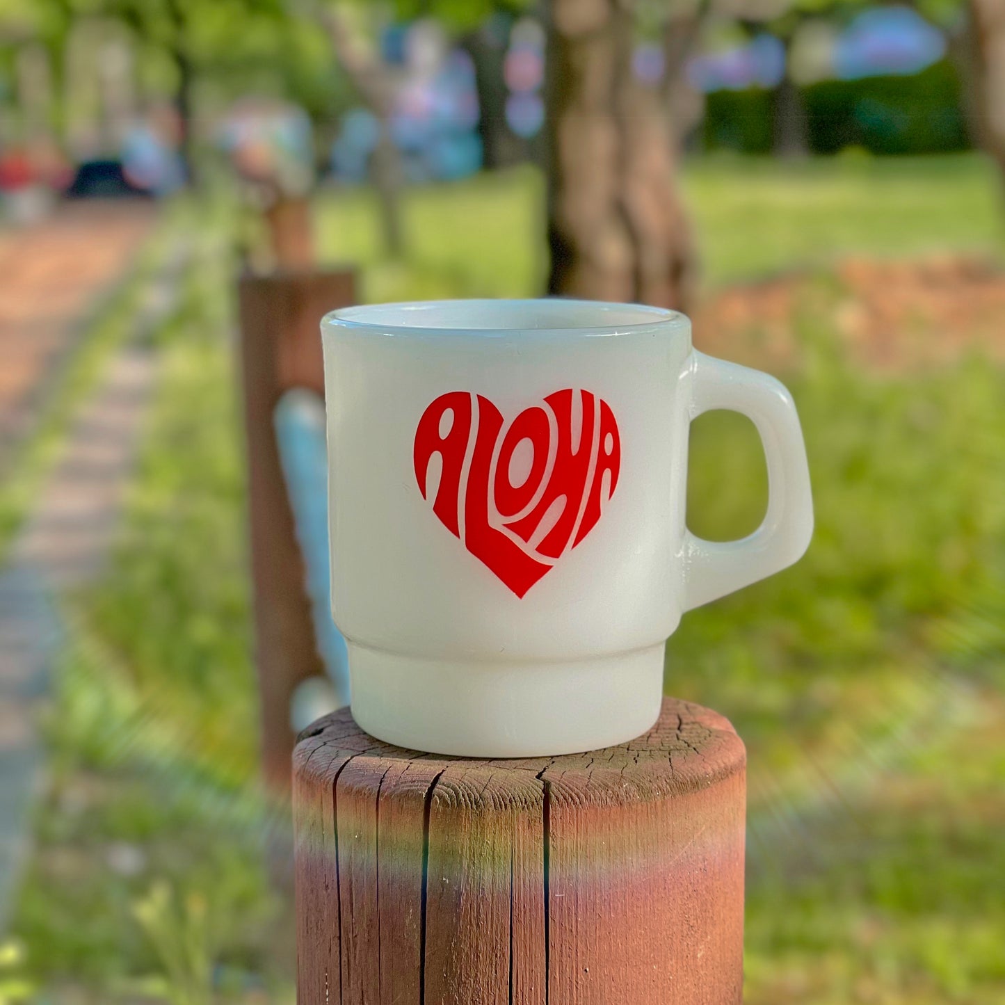 Aloheart Vintage Milk Glass Mug