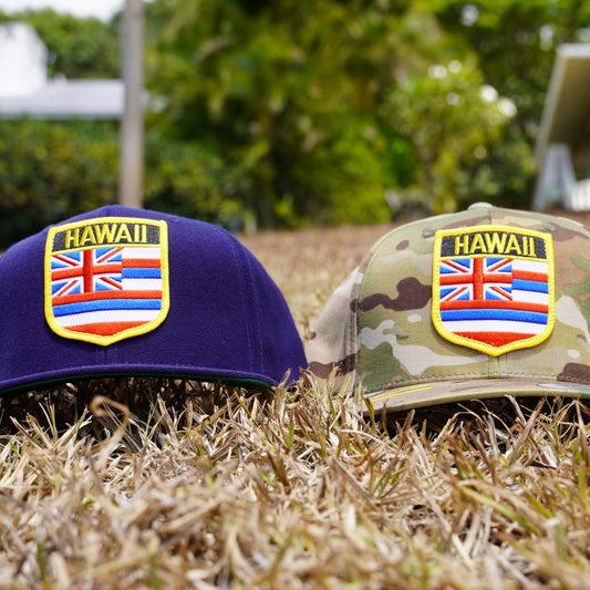 Hawaii Flag Shield Flat Bill Snap Backs(2 Colors)