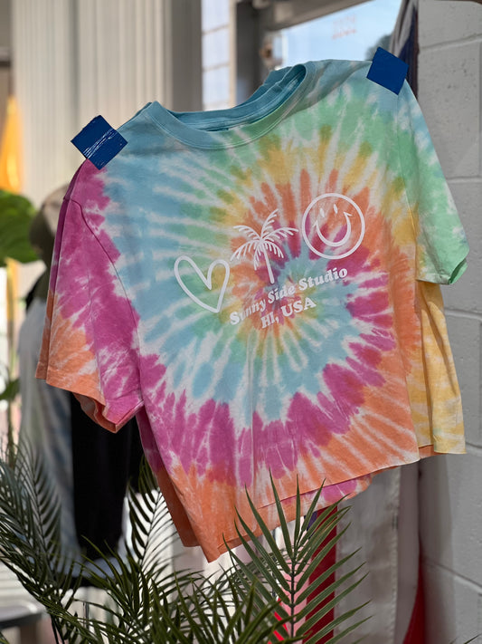 Cropped Tie-dye T-Shirts(Pastel Rainbow)