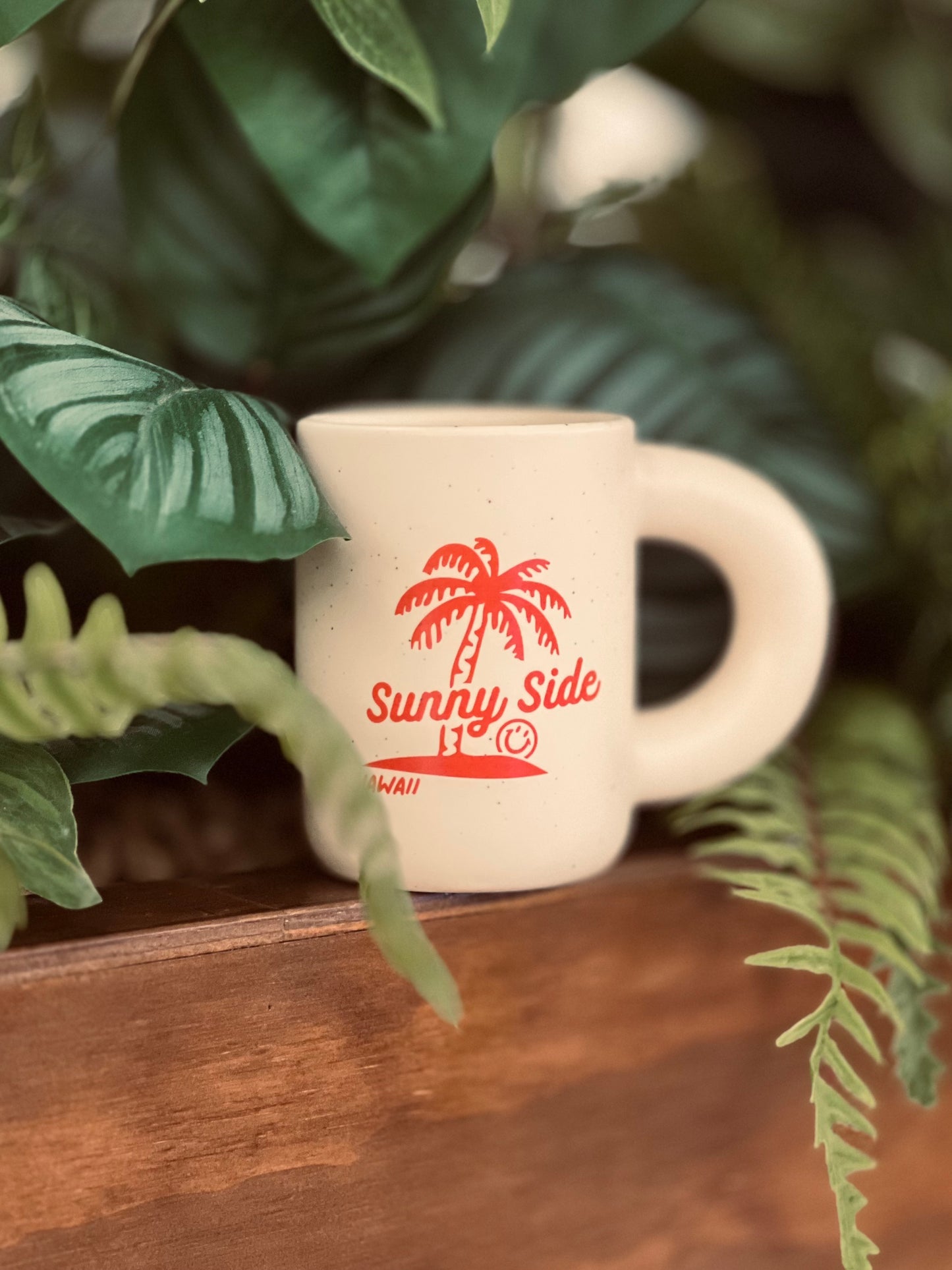 Palm Tree Donut Handle Mugs(Ivory)