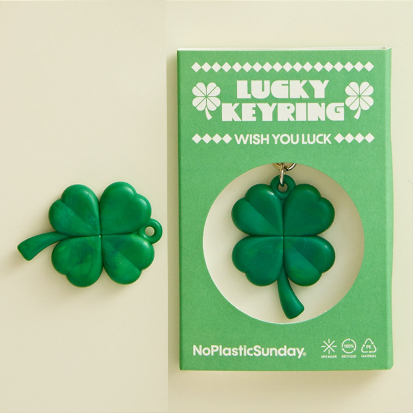 Recycled Plastic Lucky Shamrock Keyring